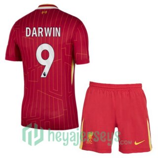 FC Liverpool (DARWIN 9) Kids Home Soccer Jerseys Red 2024-2025