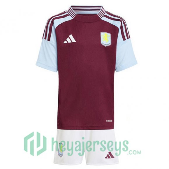 Aston Villa Kids Home Soccer Jerseys Red 2024/2025