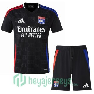 Olympique Lyon Kids Away Soccer Jerseys Black 2024/2025