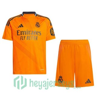 Real Madrid Kids Away Soccer Jerseys Orange 2024/2025