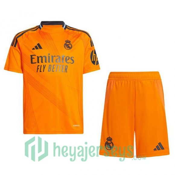 Real Madrid Kids Away Soccer Jerseys Orange 2024/2025