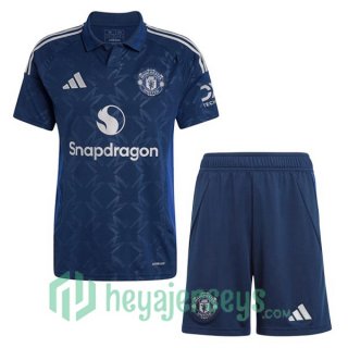 Manchester United Kids Away Soccer Jerseys Blue 2024/2025