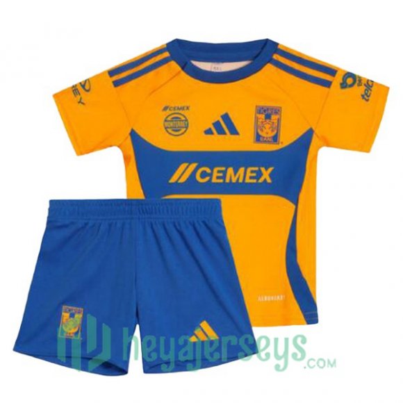 Tigres UANL Kids Home Soccer Jerseys Yellow 2024/2025