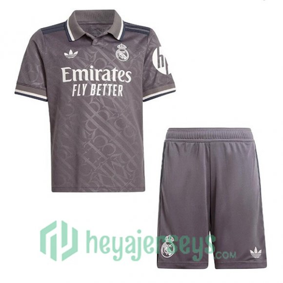 Real Madrid Kids Third Soccer Jerseys Gray 2024/2025