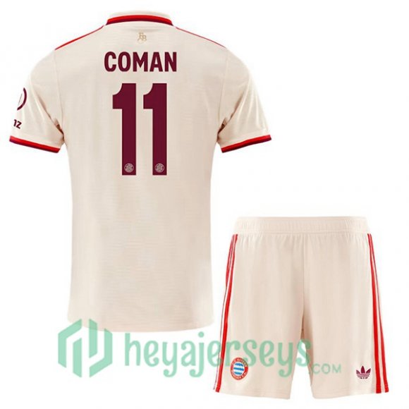 Bayern Munich (Coman 11) Kids Third Soccer Jerseys Yellow 2024/2025