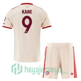 Bayern Munich (Kane 9) Kids Third Soccer Jerseys Yellow 2024/2025