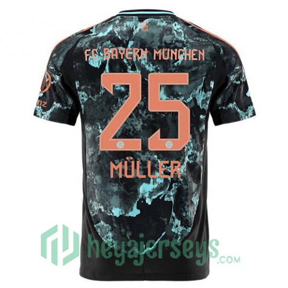 Bayern Munich (Müller 25) Away Soccer Jerseys Black 2024/2025