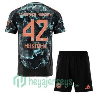 Bayern Munich (Musiala 42) Kids Away Soccer Jerseys Black 2024/2025