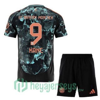 Bayern Munich (Kane 9) Kids Away Soccer Jerseys Black 2024/2025