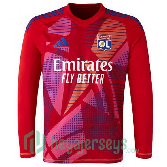 Olympique Lyon Goalkeeper Soccer Jerseys Long Sleeve Red 2024/2025