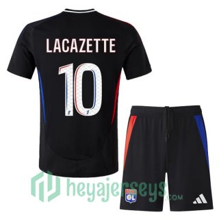 Olympique Lyon (LACAZETTE 10) Kids Away Soccer Jerseys Black 2024/2025