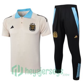 Soccer Polo Argentina + Pants Yellow 2024/2025