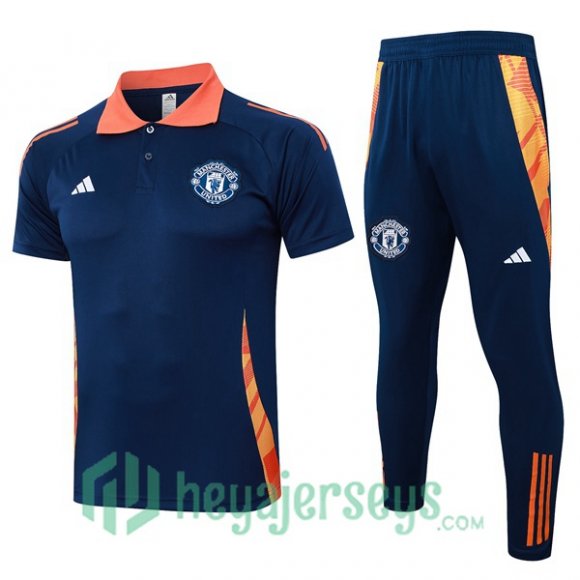 Soccer Polo Manchester United + Pants Blue Royal 2024/2025