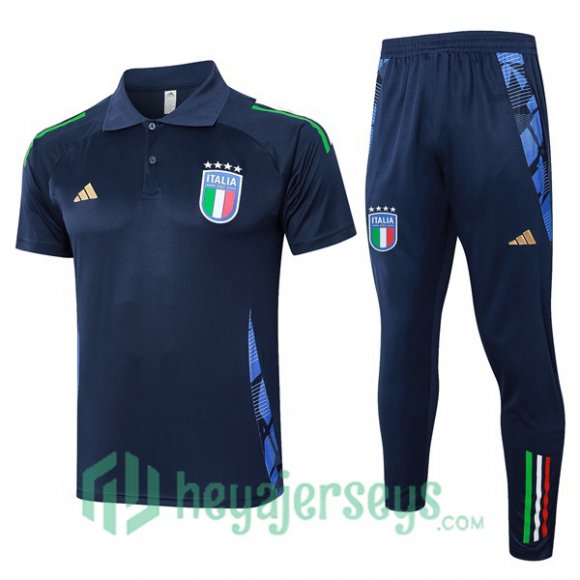 Soccer Polo Italy + Pants Blue Royal 2024/2025