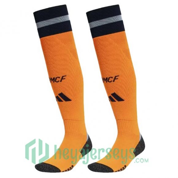 Real Madrid Away Soccer Socks Orange 2024/2025