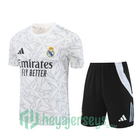 Real Madrid Training T-Shirts + Shorts White 2024/2025