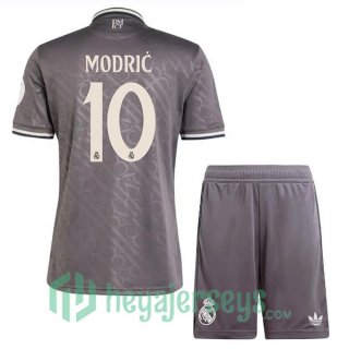 Real Madrid (Modrić 10) Kids Third Soccer Jerseys Gray 2024/2025