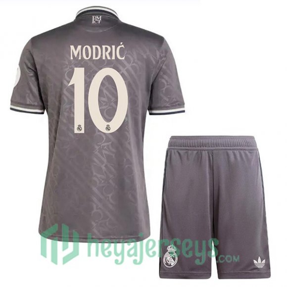 Real Madrid (Modrić 10) Kids Third Soccer Jerseys Gray 2024/2025