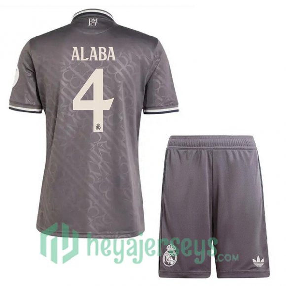 Real Madrid (Alaba 4) Kids Third Soccer Jerseys Gray 2024/2025