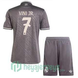 Real Madrid (Vini Jr. 7) Kids Third Soccer Jerseys Gray 2024/2025