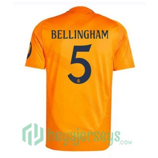 Real Madrid (Bellingham 5) Away Soccer Jerseys Orange 2024/2025