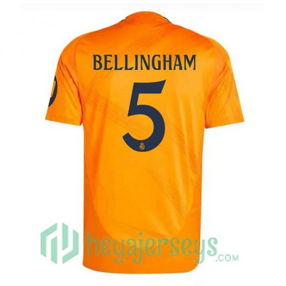 Real Madrid (Bellingham 5) Away Soccer Jerseys Orange 2024/2025