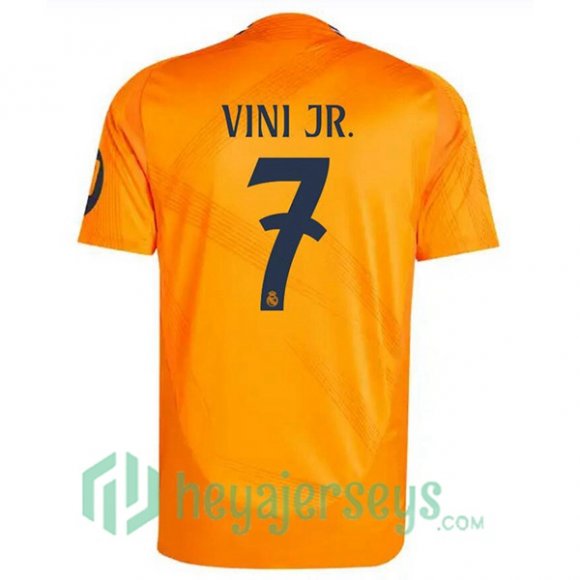 Real Madrid (Vini Jr. 7) Away Soccer Jerseys Orange 2024/2025