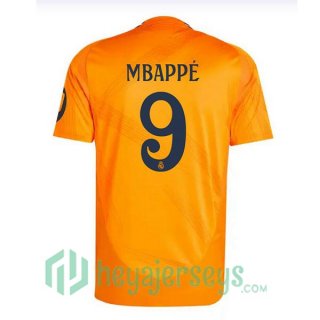 Real Madrid (Mbappé 9) Away Soccer Jerseys Orange 2024/2025