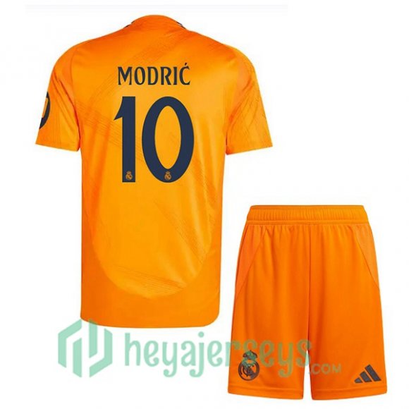 Real Madrid (Modrić 10) Kids Away Soccer Jerseys Orange 2024/2025