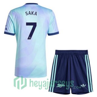 FC Arsenal (SAKA 7) Kids Third Soccer Jerseys Blue 2024/2025