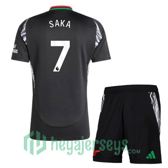 FC Arsenal (SAKA 7) Kids Away Soccer Jerseys Black 2024/2025