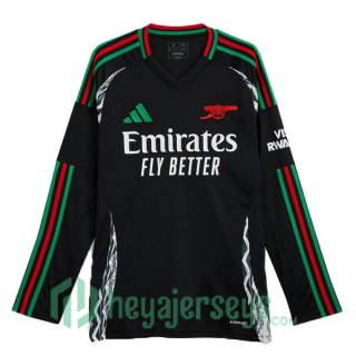 FC Arsenal Away Soccer Jerseys Long Sleeve Black 2024/2025