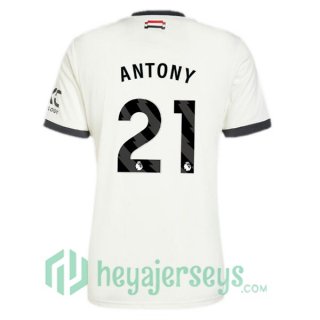 Manchester United (Antony 21) Third Soccer Jerseys White 2024/2025