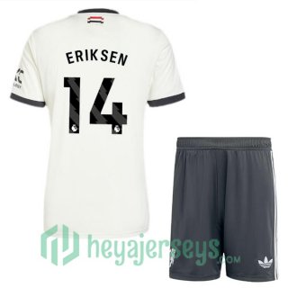 Manchester United (Eriksen 14) Kids Third Soccer Jerseys White 2024/2025