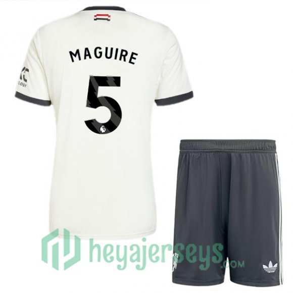 Manchester United (Maguire 5) Kids Third Soccer Jerseys White 2024/2025