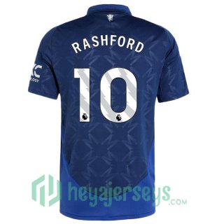 Manchester United (Rashford 10) Away Soccer Jerseys Blue 2024/2025