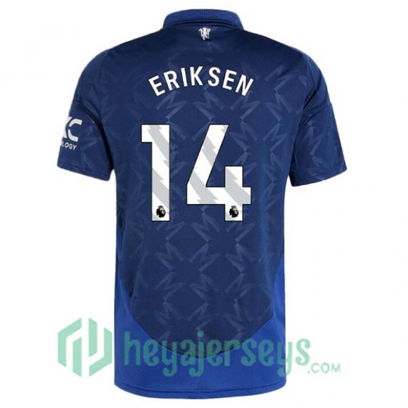 Manchester United (Eriksen 14) Away Soccer Jerseys Blue 2024/2025