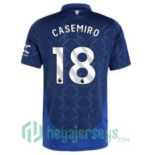 Manchester United (Casemiro 18) Away Soccer Jerseys Blue 2024/2025