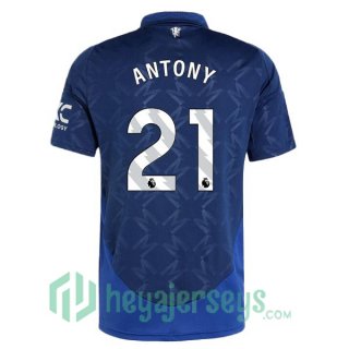 Manchester United (Antony 21) Away Soccer Jerseys Blue 2024/2025