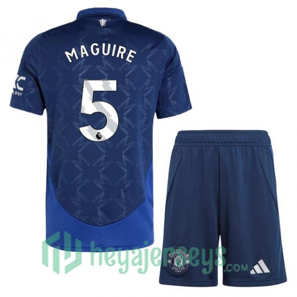 Manchester United (Maguire 5) Kids Away Soccer Jerseys Blue 2024/2025