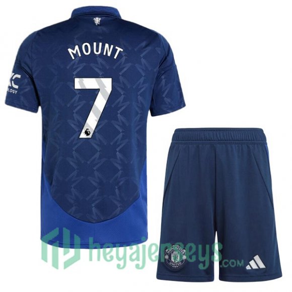 Manchester United (Mount 7) Kids Away Soccer Jerseys Blue 2024/2025