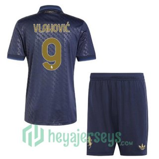 Juventus (VLAHOVIĆ 9) Kids Third Soccer Jerseys Blue Royal 2024/2025