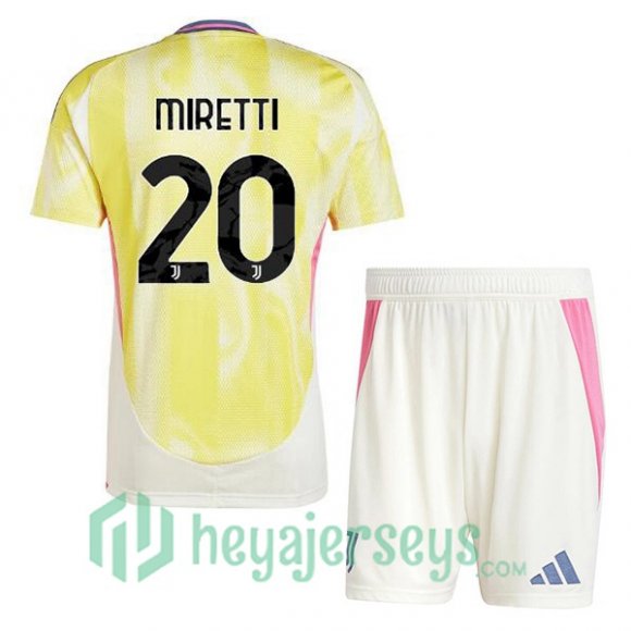 Juventus (MIRETTI 20) Kids Away Soccer Jerseys Yellow 2024/2025