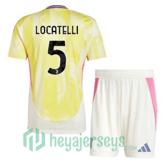 Juventus (LOCATELLI 5) Kids Away Soccer Jerseys Yellow 2024/2025