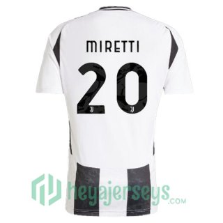 Juventus (MIRETTI 20) Home Soccer Jerseys Black White 2024/2025