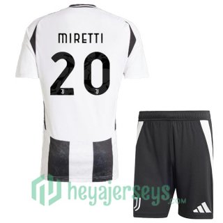 Juventus (MIRETTI 20) Kids Home Soccer Jerseys Black White 2024/2025