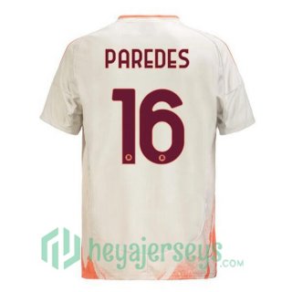 AS Roma (PAREDES 16) Away Soccer Jerseys White 2024/2025