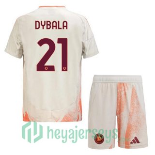 AS Roma (DYBALA 21) Kids Away Soccer Jerseys White 2024/2025