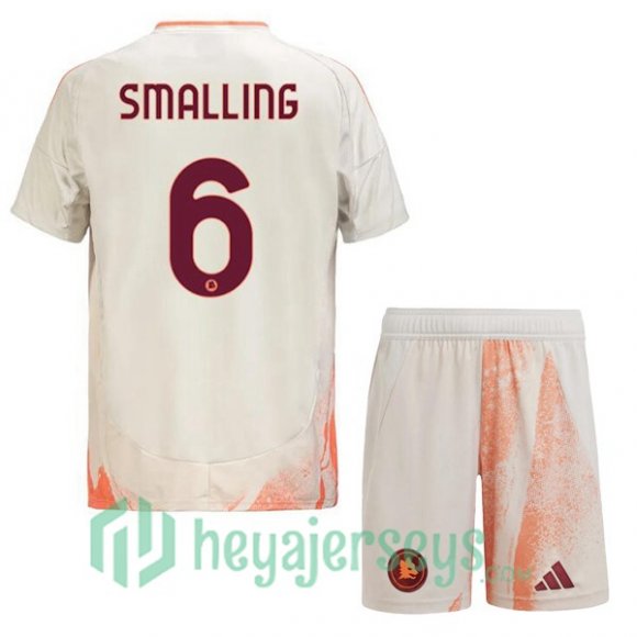 AS Roma (SMALLING 6) Kids Away Soccer Jerseys White 2024/2025