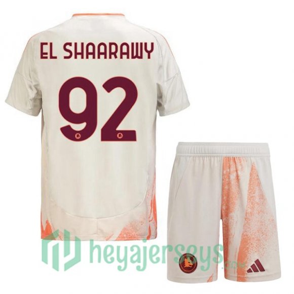 AS Roma (EL SHAARAWY 92) Kids Away Soccer Jerseys White 2024/2025